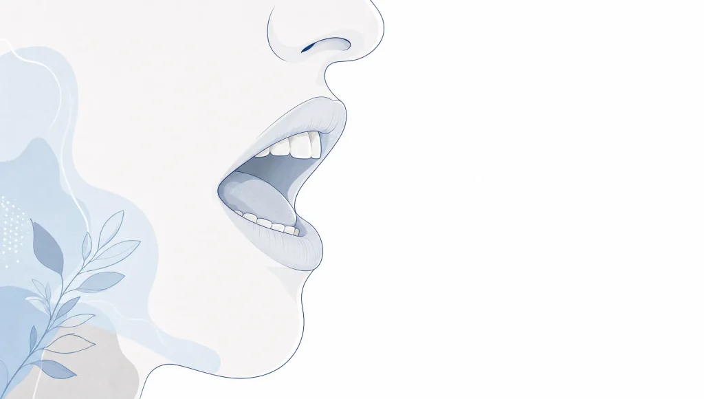 An adult mouth profile shows the areas a dentist may check during an oral health exam.